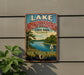 A vintage-style sign for Lake Murphysboro State Park in Illinois, featuring a scenic image of a lake, trees, and a sailboat.