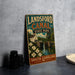 A vintage-style sign for Landford Canal State Park in South Carolina, featuring a scenic illustration of the canal and surrounding landscape.