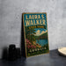 A vintage-style sign for Laura S. Walker State Park in Georgia, featuring a scenic illustration of a bridge and surrounding landscape.