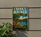 A vintage-style metal sign for Laura S. Walker State Park in Georgia, featuring a scenic landscape with a bridge and water.