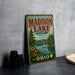 A vintage-style metal sign for Madison Lake State Park in Ohio, featuring a scenic illustration of the lake and surrounding landscape.