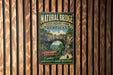 A vintage-style metal sign for Natural Bridge State Resort Park in Kentucky, featuring a scenic illustration of the natural wonder.