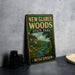 A vintage-style sign for New Glarus Woods State Park in Wisconsin, featuring a scenic illustration of a river and lush greenery.