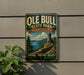 A vintage-style metal sign for Ole Bull State Park in Pennsylvania, featuring a castle and a scenic landscape.