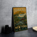 A vintage-style metal sign for Quagga Creek State Park, featuring a scenic illustration of a bridge and a river surrounded by trees.