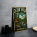 A vintage-style metal sign for Otter River State Forest in Massachusetts, featuring a scenic illustration of a forest and a river.