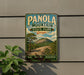 A vintage-style metal sign for Panola Mountain State Park in Georgia, featuring a scenic illustration of a mountain landscape.