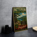 A vintage-style metal sign for Patterson State Park, featuring a scenic landscape with pine forests, mountains, and a lake.