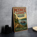 A vintage-style sign for Pickwick Landing State Park in Tennessee, featuring a scenic illustration of a riverboat and a path along the water.