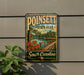 A vintage-style metal sign for Poinsett State Park in South Carolina, featuring a scenic image of a wooden bridge and a lake surrounded by trees.