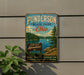 A vintage metal sign for Punderton State Park in Ohio, featuring a scenic landscape with a lake, pine trees, and a sailboat.