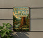 A vintage-style sign for Richardson Grove State Park, California, featuring a scenic image of a large sequoia tree and a bridge over a river.