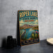 A vintage-style metal sign for Roper Lake State Park in Arizona, featuring a scenic illustration of the lake, mountains, and wildlife.