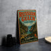 A vintage-style metal sign for Russian Gulch State Park, featuring a scenic landscape with a river, mountains, and pine trees.