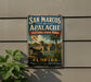 A vintage-style metal sign for San Marcos de Apalache Historic State Park in Florida, featuring a castle, palm trees, and a flag.