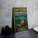 A vintage-style metal sign for San Pedro Underwater Archaeological Preserve in Florida, featuring an illustration of underwater ruins and a large vase.