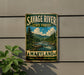 A vintage metal sign for Savage River State Forest in Maryland, featuring a scenic landscape with a river, mountains, and pine trees.