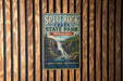 A vintage-style metal sign for Split Rock Creek State Park in Minnesota, featuring a waterfall and forest scenery.
