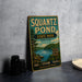 A vintage-style metal sign for Squantz Pond State Park in Connecticut, featuring a scenic landscape with a lake and forest.