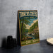 A vintage-style sign for Tinkers Creek State Park in Ohio, featuring a scenic landscape with a river and trees.