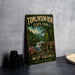 A vintage-style metal sign for Tomlinson Run State Park in West Virginia, featuring a scenic landscape with a waterfall and pine trees.
