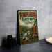 A vintage-style metal sign for Townshend State Park in Vermont, featuring a scenic illustration of a river, forest, and waterfall.