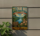A vintage-style sign for Tu-Endie-Wei State Park in West Virginia, featuring a scenic landscape with a river, mountains, and flowers.