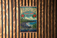 A vintage-style poster advertising Wianapapanapura State Park in Hawaii, featuring a tropical beach scene with palm trees and a hibiscus flower.