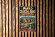 A vintage-style metal sign for Ward Charcoal Oven State Historic Park in Nevada, featuring a scenic illustration of traditional teepees and mountains.