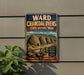A vintage-style metal sign for Ward Charcoal Oven State Historic Park in Nevada, featuring a scenic illustration of traditional teepees and mountains.