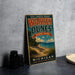 A vintage-style poster advertising Warren Dunes State Park in Michigan, featuring a scenic beach landscape with palm trees and a clear blue sky.