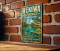 A vintage-style metal sign for Wekia Springs State Park, featuring a scenic image of the park's natural beauty and water features.