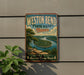 A vintage-style metal sign for "WEST BEND STATE PARK, MISSOURI" is displayed on a wall, featuring a scenic landscape of a river and trees.