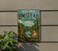 A vintage-style metal sign for William B. Umstead State Park in North Carolina, featuring a scenic landscape with a river and forest.