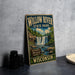 A vintage-style metal sign for Willow River State Park in Wisconsin, featuring a waterfall and lush greenery.