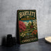A vintage-style sign for Bartlett Arboretum in Connecticut, featuring a scenic landscape with trees, flowers, and a bridge.