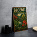 A vintage-style sign for Bloedel Reserve, featuring a scenic landscape with a bridge, trees, and flowers.