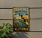 A vintage-style metal sign for the Bolsa Chica Ecological Reserve in California, featuring illustrations of various birds and wildlife.