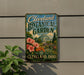 A vintage-style metal sign for the Cleveland Botanical Garden, featuring a large greenhouse and colorful flowers, is displayed on a wall.
