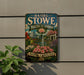 A vintage-style sign for Daniel Stowe Botanical Garden in North Carolina, featuring a colorful illustration of the garden's landscape.