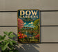 A vintage-style sign for Dow Gardens, a place of natural beauty for every season, is displayed on a wall next to a plant.
