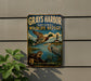 A vintage-style metal sign for the Grays Harbor National Wildlife Refuge, featuring illustrations of ducks and other wildlife in a natural setting.