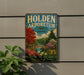 A vintage-style metal sign for the Holden Arboretum in Ohio, featuring a scenic landscape with trees, flowers, and a bridge.