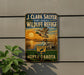 A vintage-style metal sign for the J. Clark Salyer National Wildlife Refuge in North Dakota, featuring a sunset landscape with ducks and other wildlife.