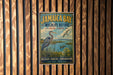 A vintage-style metal sign for Jamaica Bay Wildlife Refuge in New York, featuring a large bird and a serene landscape.