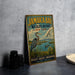 A vintage-style metal sign for Jamaica Bay Wildlife Refuge in New York, featuring an illustration of a bird and a serene landscape.