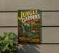 A vintage-style metal sign advertising "Jungle Gardens" in Louisiana, featuring a waterfall, alligators, flamingos, and tropical plants.