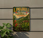 A vintage-style metal sign for Limahuli Garden and Preserve in Hawaii, featuring a tropical landscape with palm trees, flowers, and a hut.