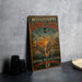 A vintage metal sign for the Mississippi Sandhill Crane National Wildlife Refuge, featuring illustrations of the crane and a sunset landscape.