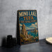 A vintage metal sign for the Mono Lake State Natural Reserve in California, featuring a scenic landscape with mountains and a lake.